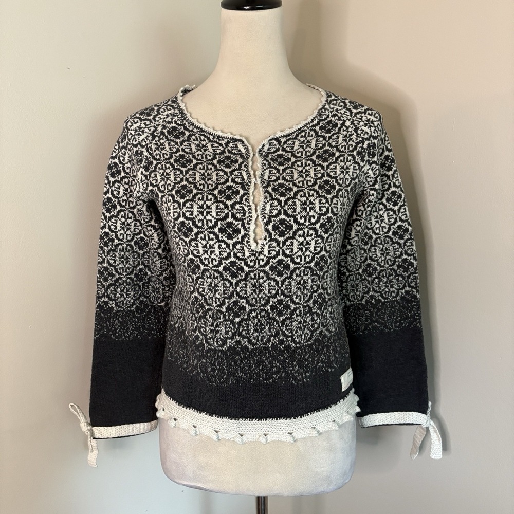 Odd Molly Anthropologie M114 Nordic Fair Isle Crochet Knit Sweater Size 1 Small